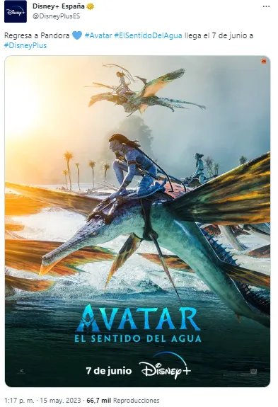 Fecha de estreno de Avatar 2 en streaming.